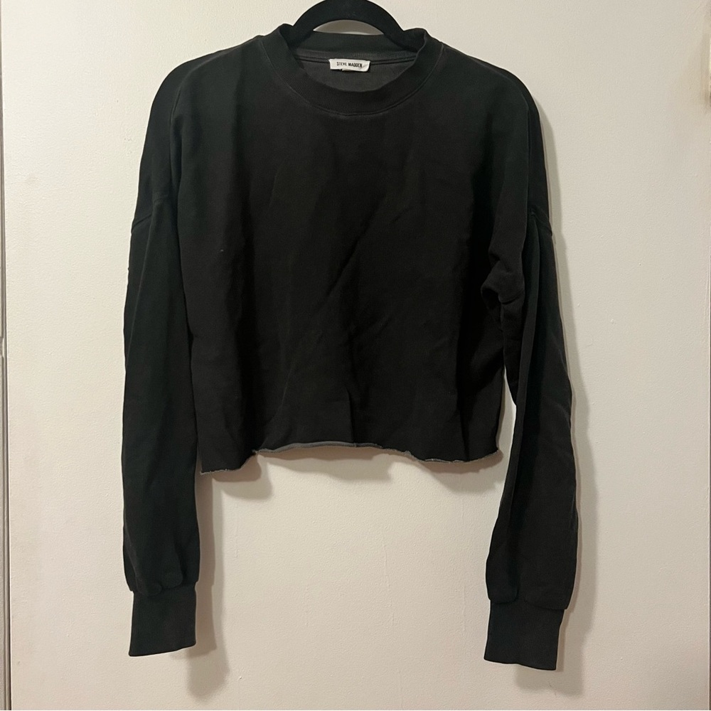 Faded Black Cropped Sweatshirt